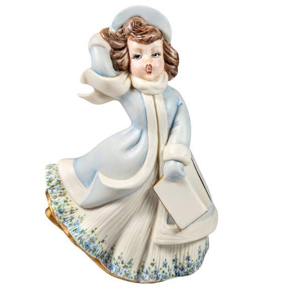 Vintage Atlantic Mold Ceramic Christmas Caroler Lady Figurine 7.5 in 1970s - Picture 1 of 9
